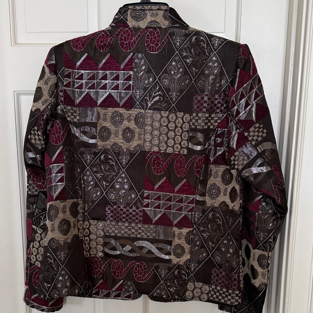 Dressbarn Multicolor Patchwork Tapestry Blazer - image 3